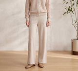 Anna - Beige Faux Leather Trousers