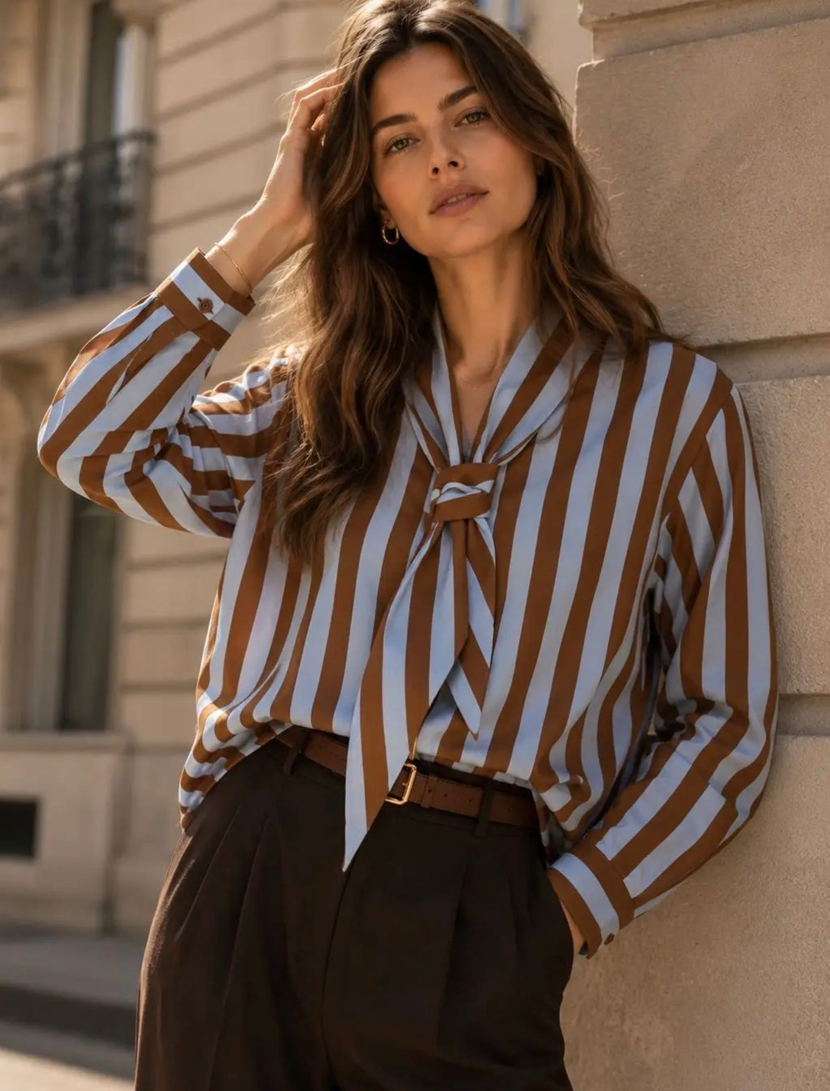 Anna - Brown/ Blue Shirt