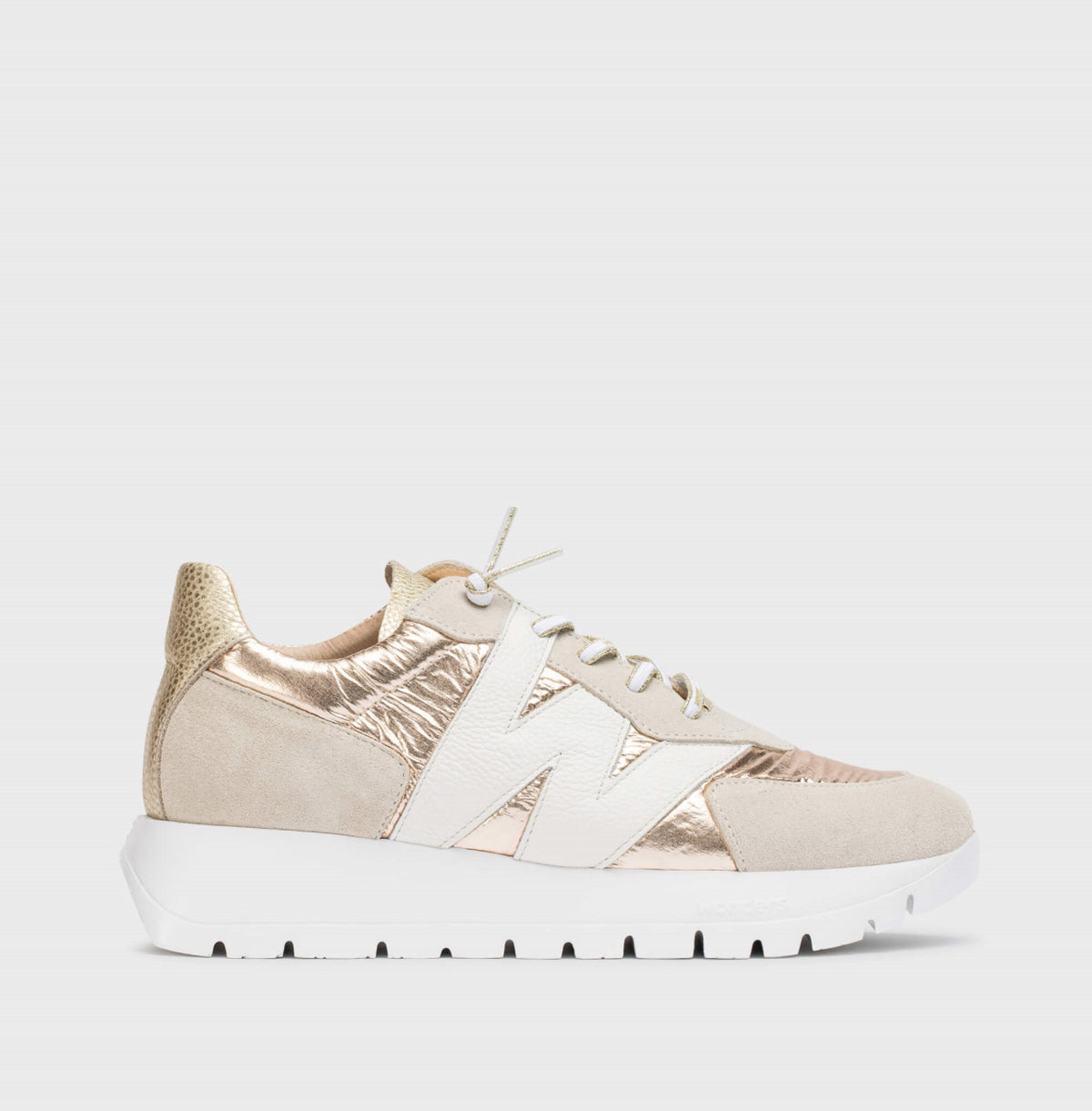 Wonders - A2464 Beige and Rosegold Multi Slip on Trainer