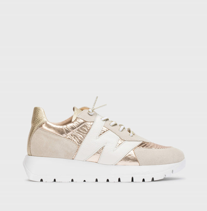 Wonders - A2464 Beige and Rosegold Multi Slip on Trainer