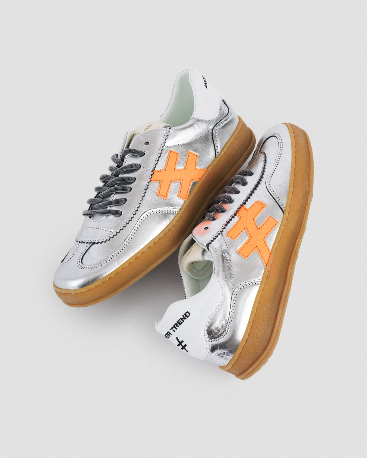 Another Trend - A032 Silver and Orange Trainer