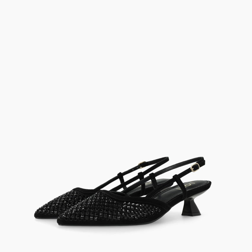 Lodi - Casia Black Kitten Heel Slingback
