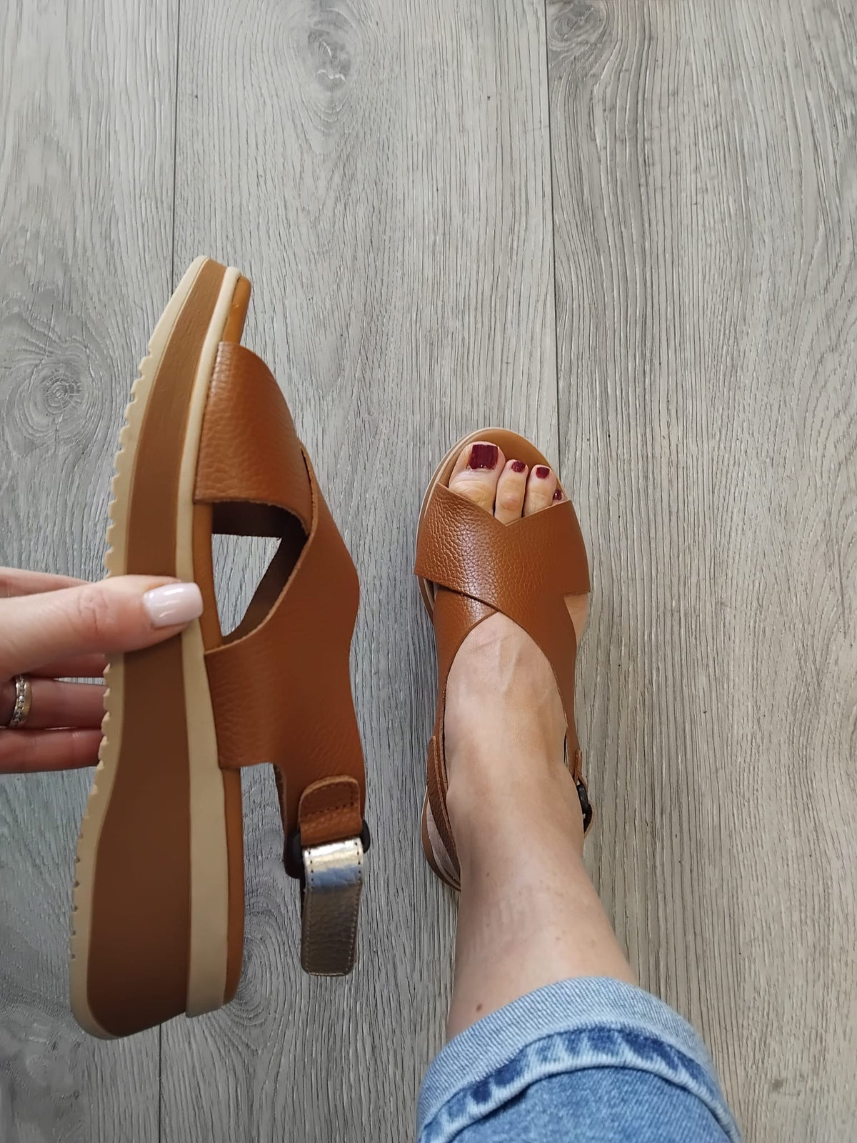 Oh My Sandals - 5661 Tan Wedge Sandal