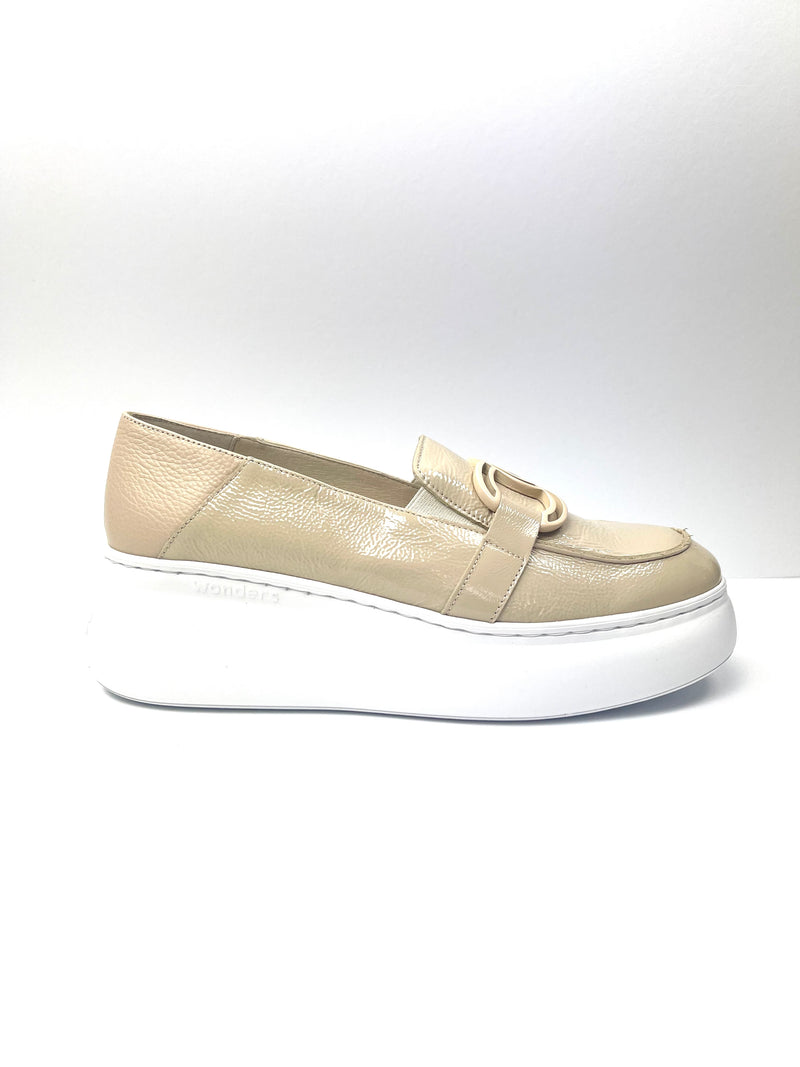 Wonders - A-2652 Beige Patent Wedge Loafer