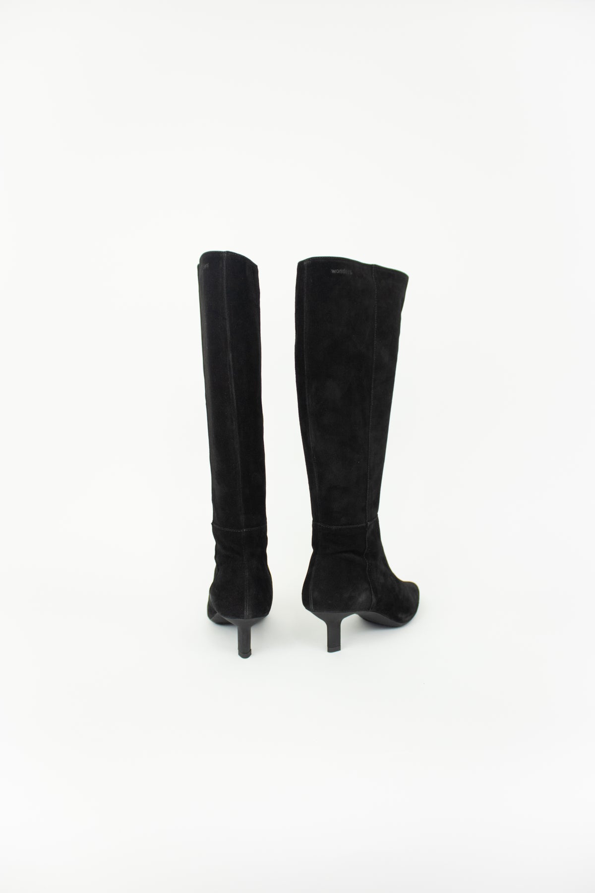 Wonders - G-7121 Black Suede Kitten Heel Knee High
