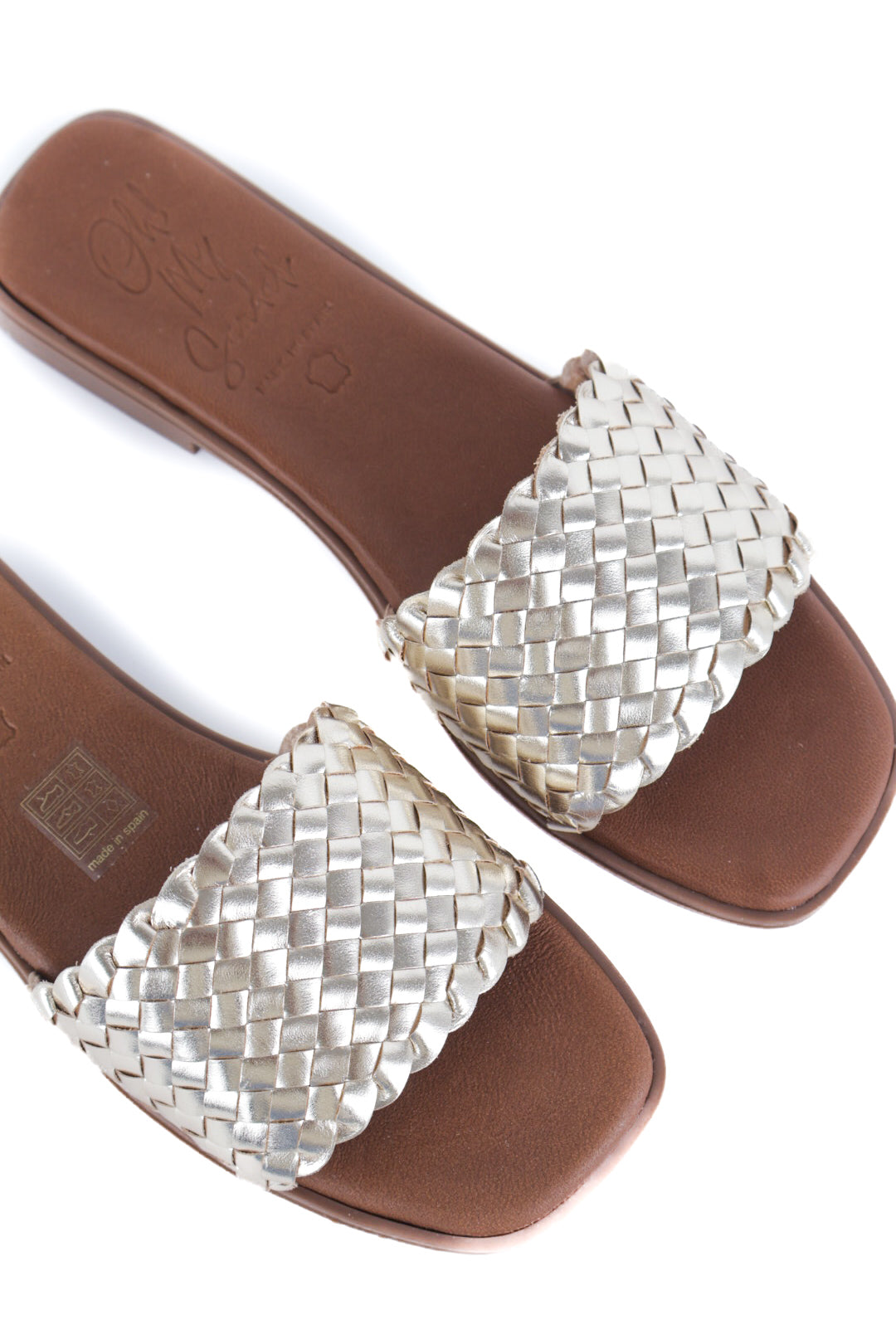 Oh My Sandals - 5829 Gold Woven Slide