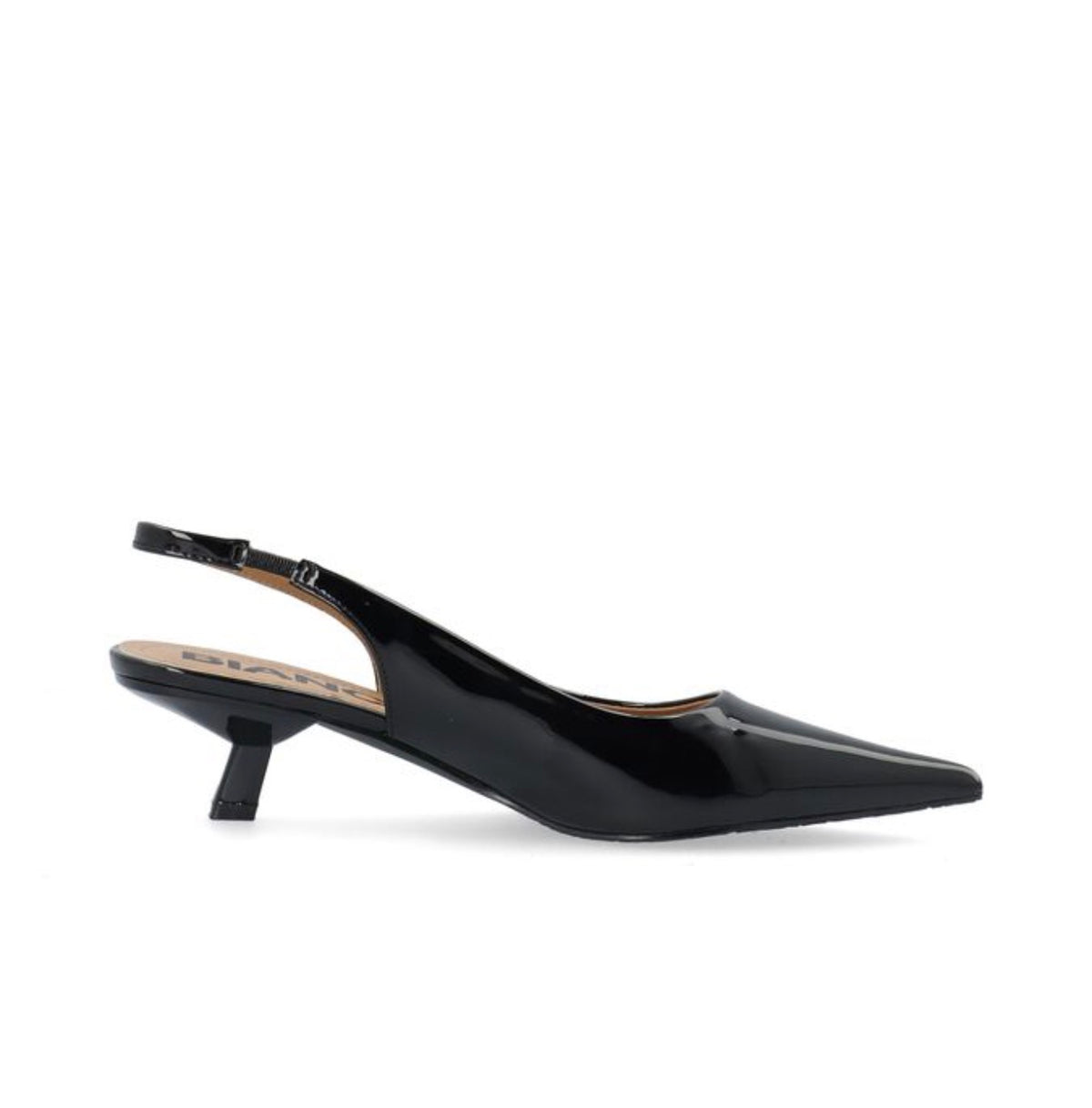 Bianco - 11241276 Black Kitten Heel Slingback