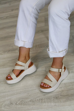 Oh My Sandals - 5969 Cream Wedge Sandal
