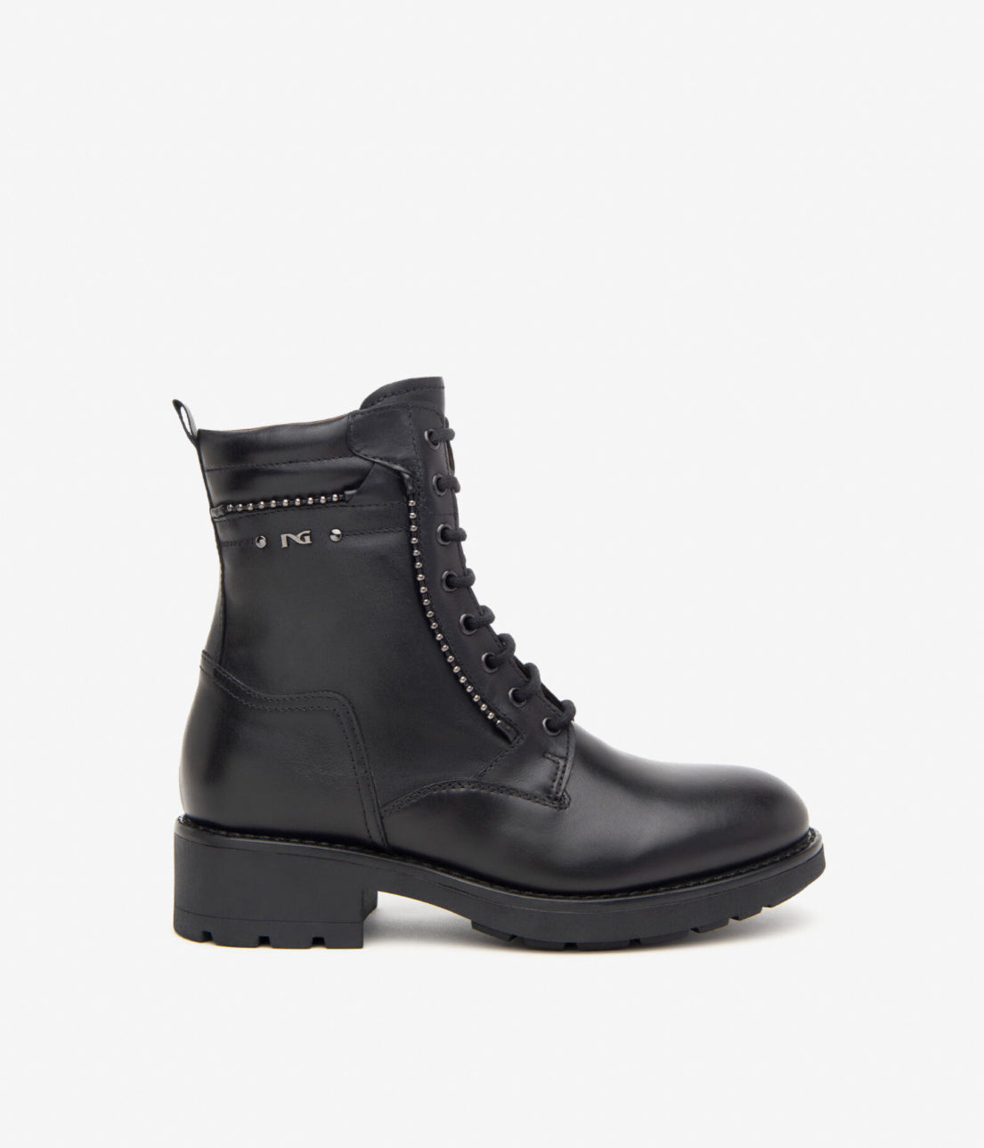 Nerogiardini - I411871D Black Stud Laced Biker Boot [Standard Fit]