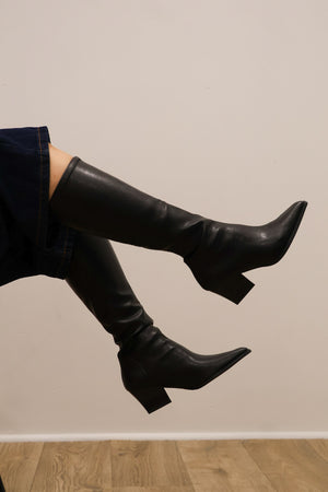 Miss Elastic - 78150 Black Knee High Sock Boot