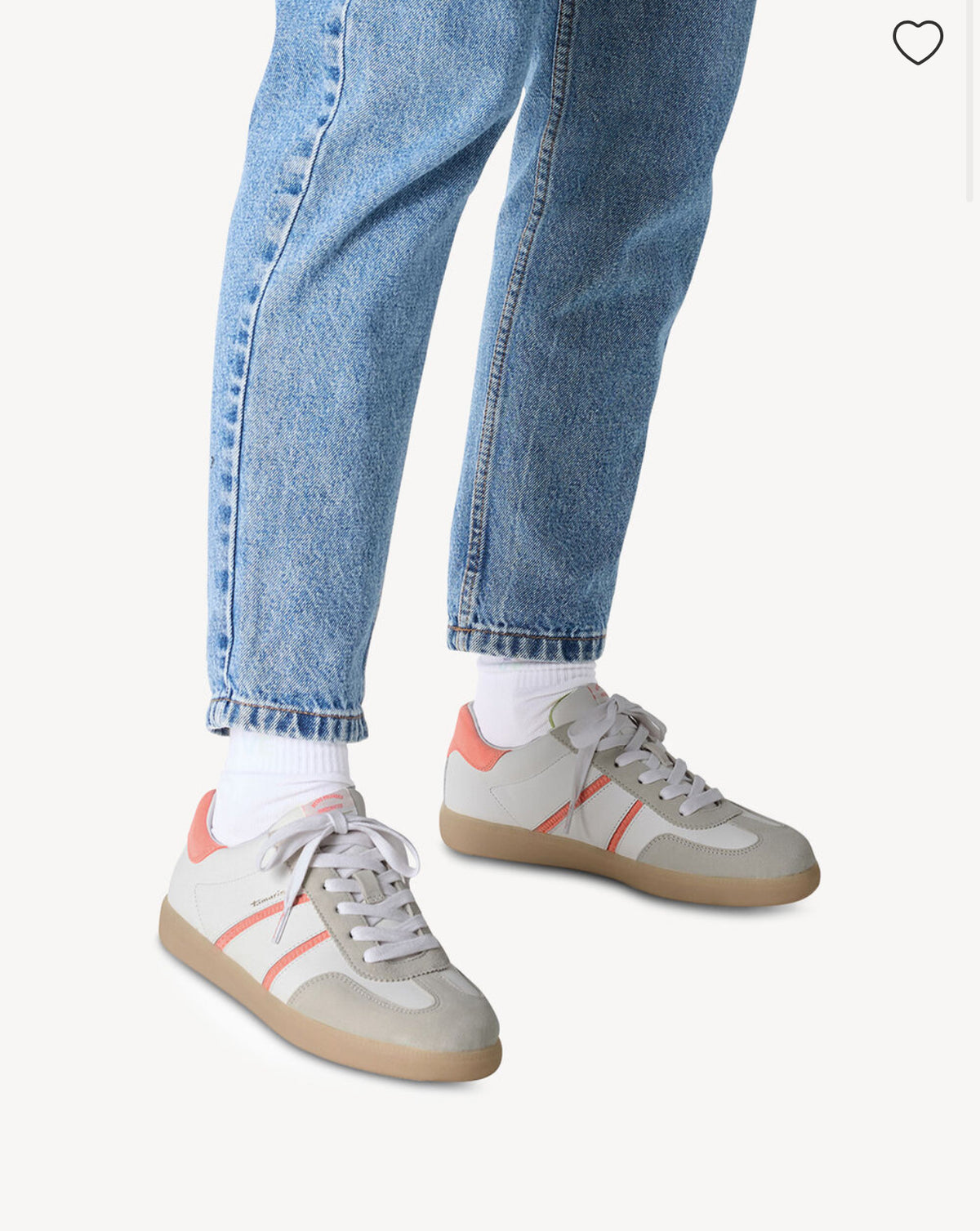 Tamaris - 23624 White and Peach Retro Trainer