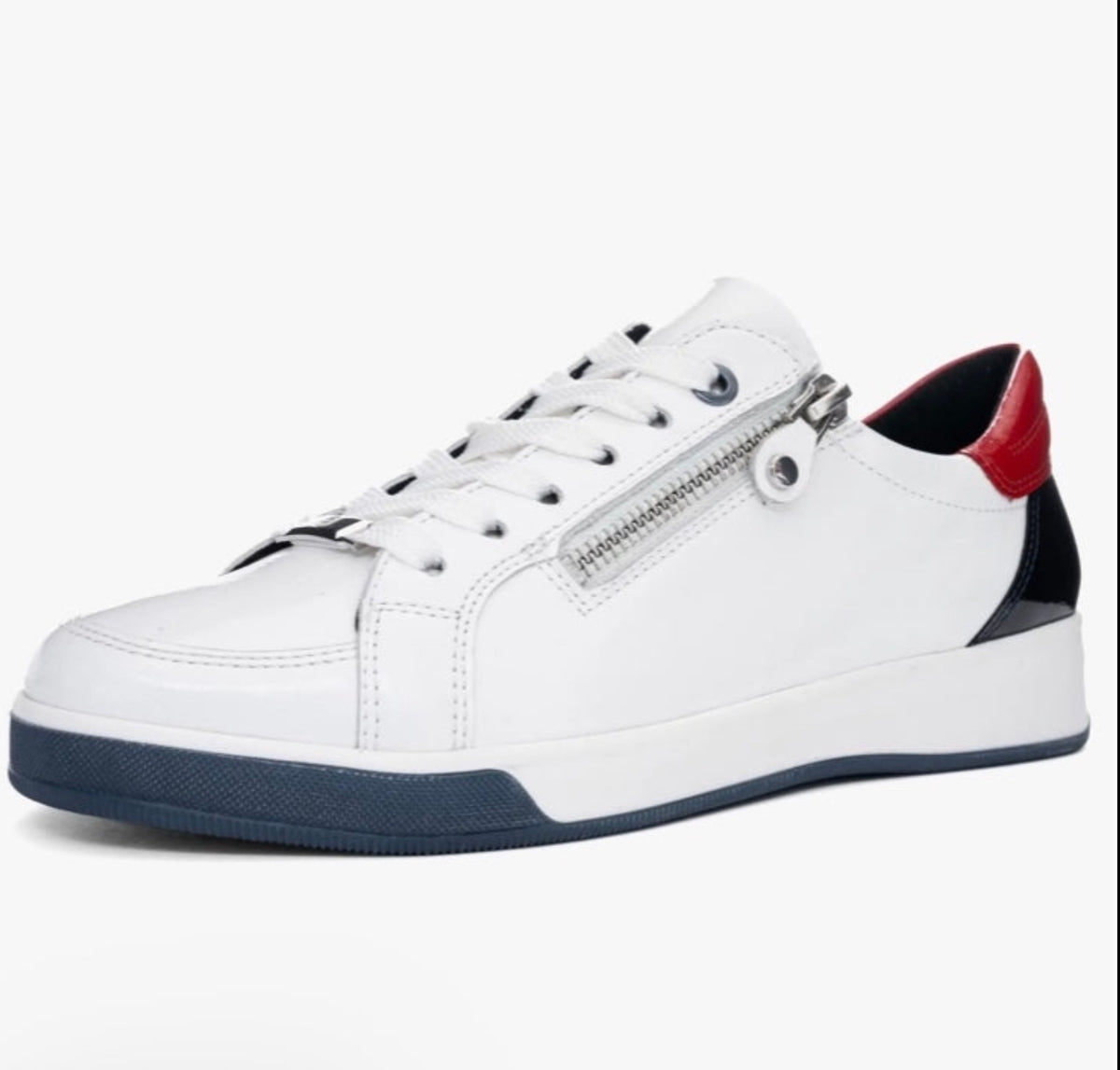 Ara - 34432 White Patent Nautical Trainer