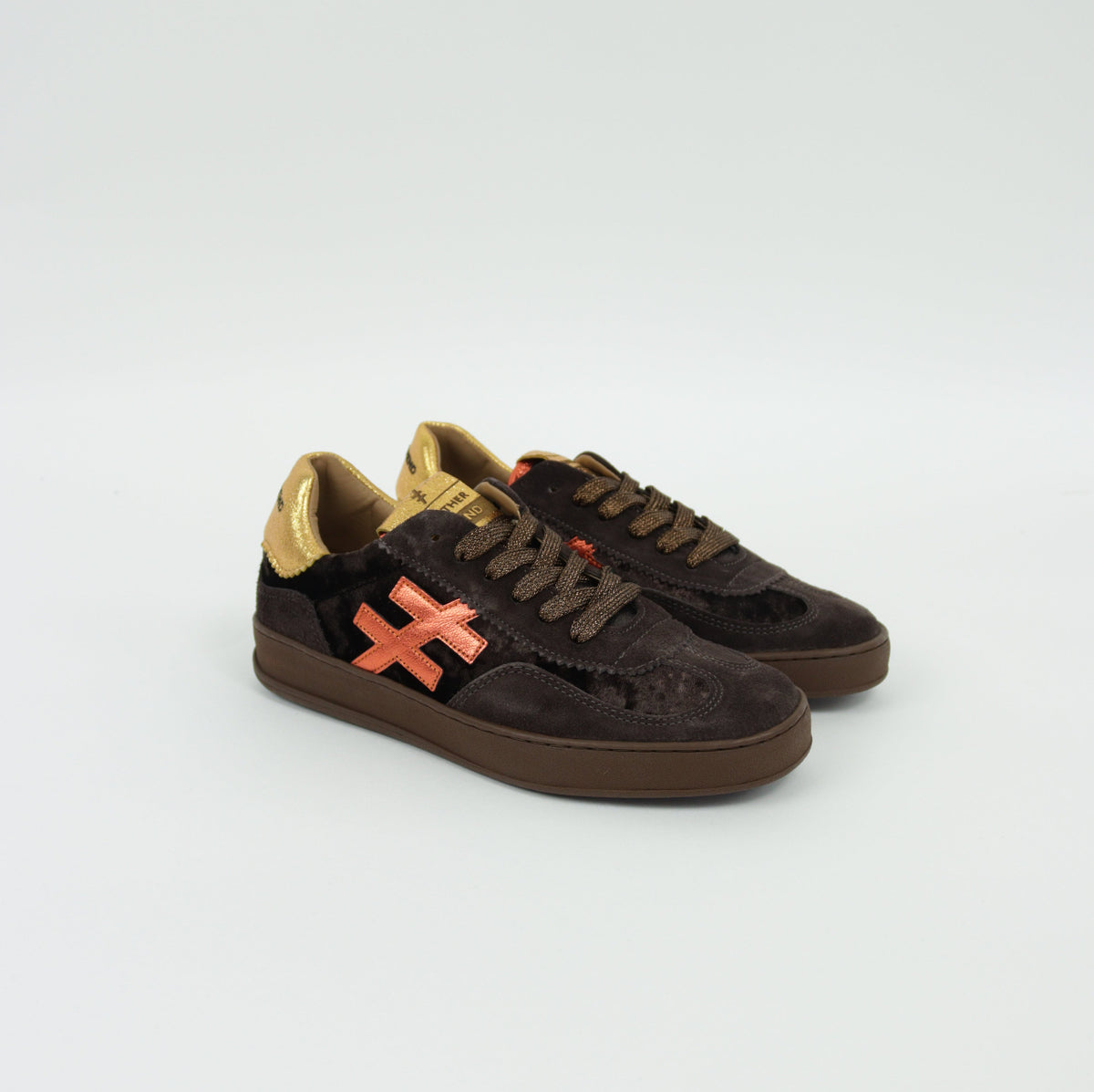Another Trend - A032 Brown and Orange Suede Trainer