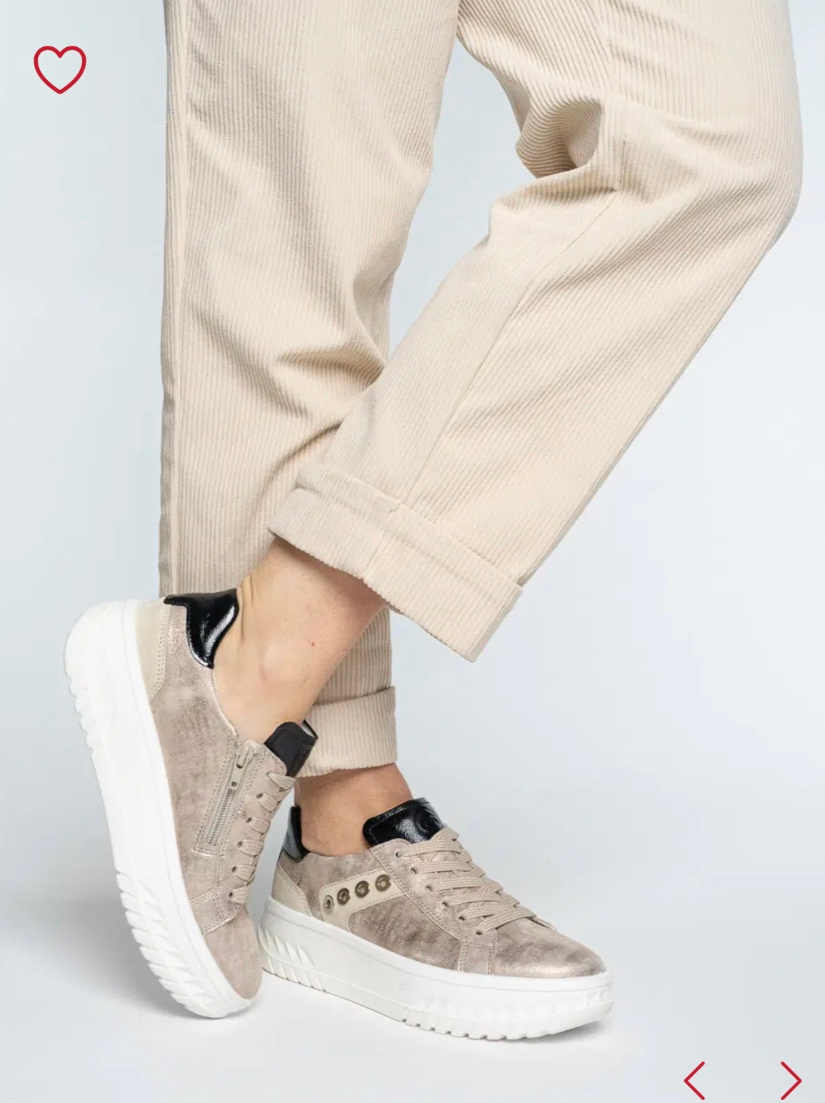 Ara - 46709 Monaco Beige Shimmer Platform Trainer