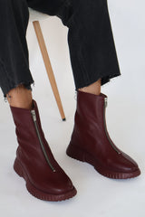 Wonders - A-4403 Burgundy Zip Ankle Boot
