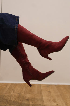 Lodi - A-Oisris Burgundy Sock Knee Boot