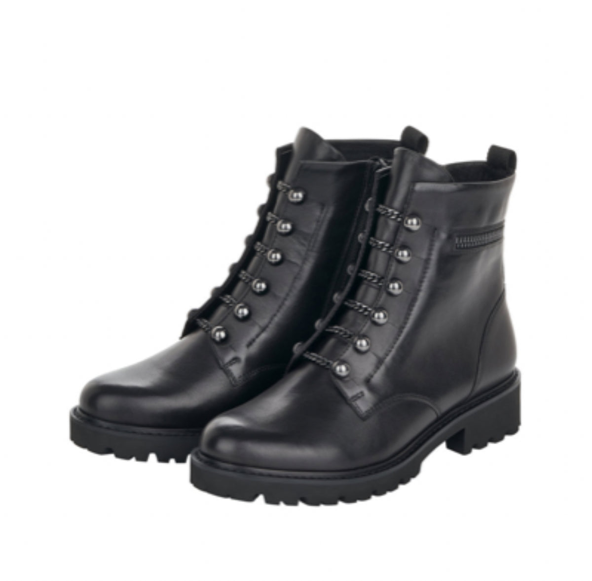 Remonte - D8670-01 Black Leather Stud Biker Boot