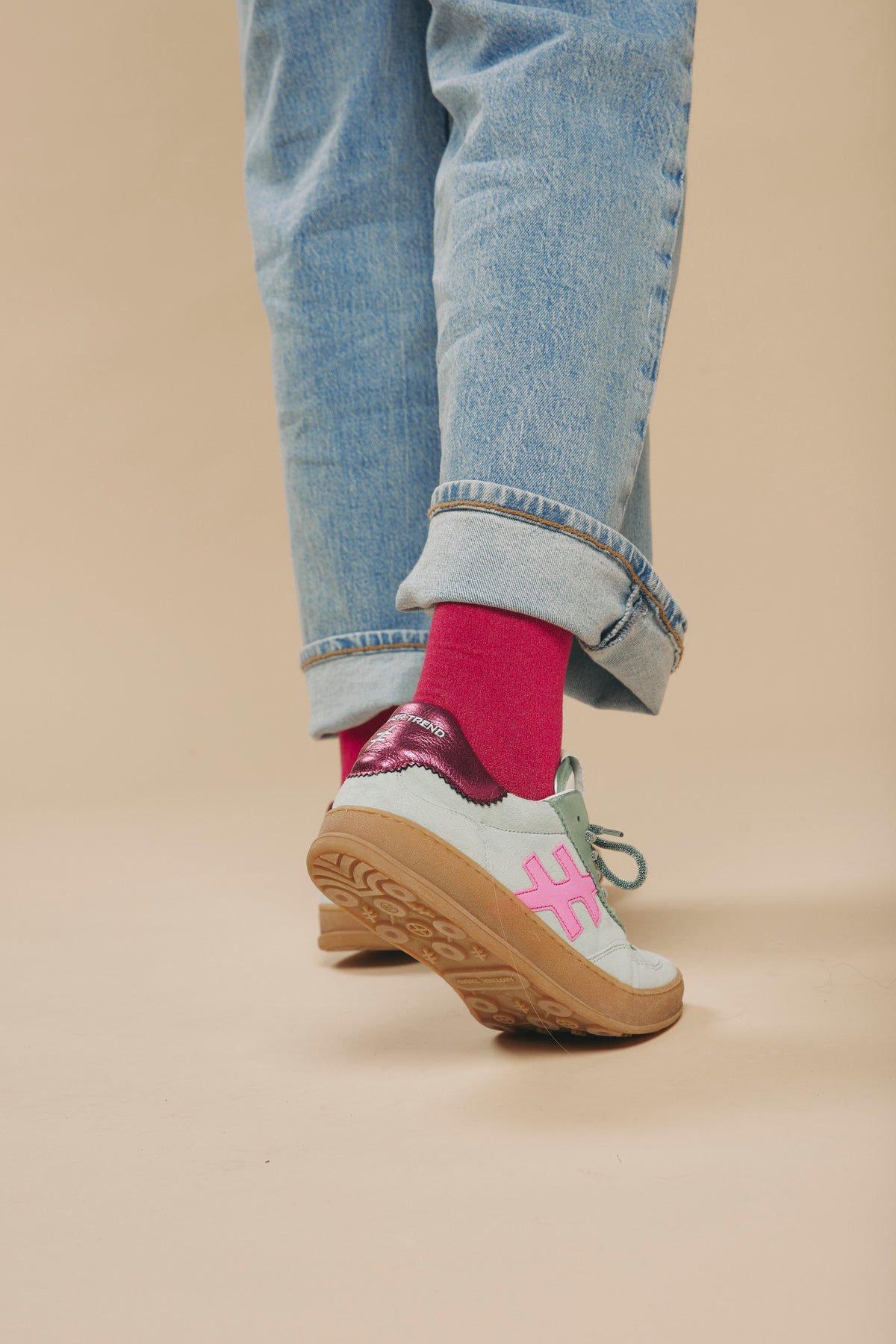 ANOTHER TREND- Mint and Cerise Pink Trainer [Generous Fit]