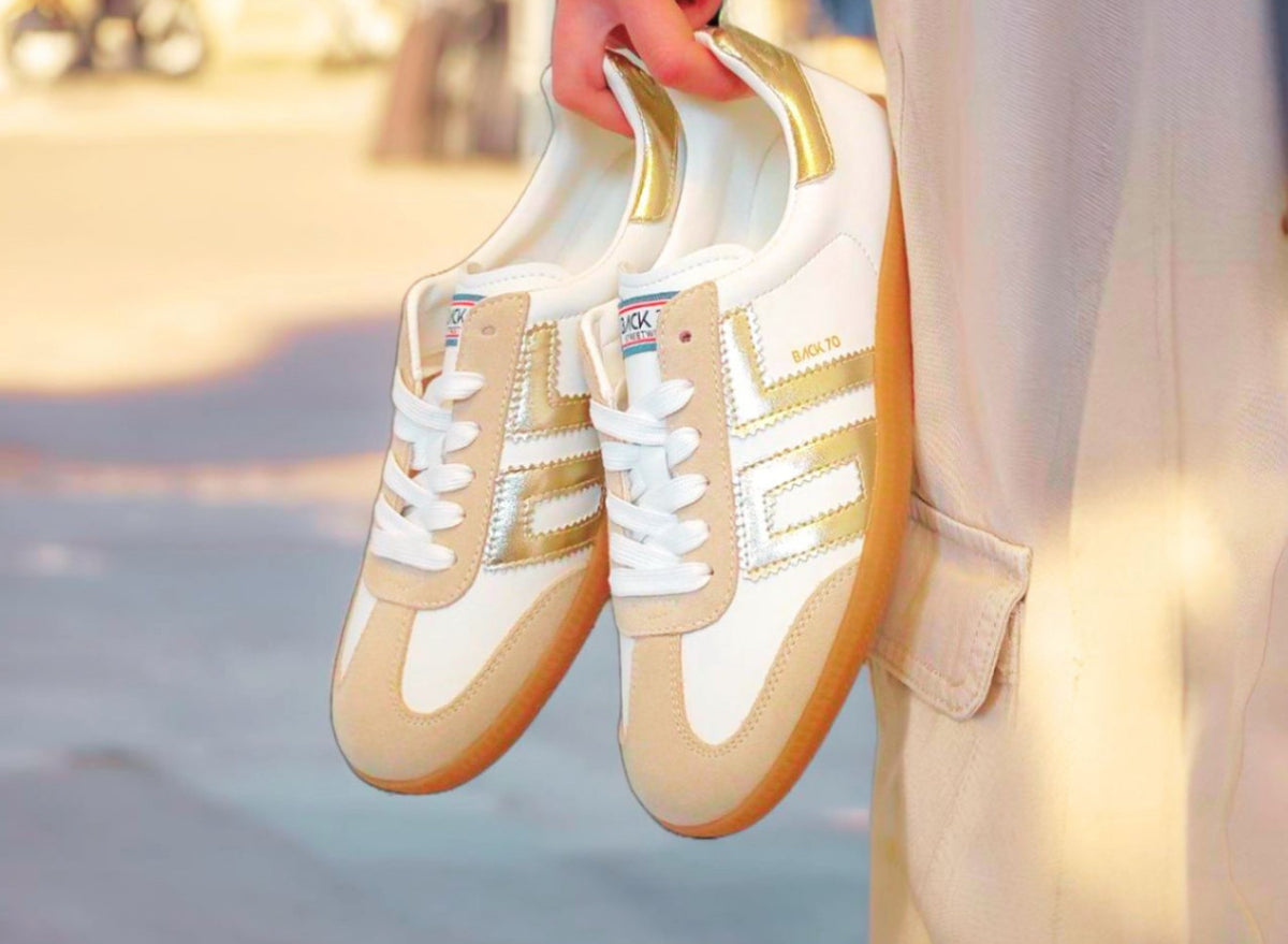 Back 70 - Cloud White and Gold Trainer
