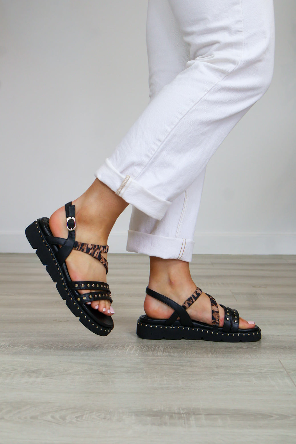Tamaris - 28227 Black/Leopard Gladiator Sandal