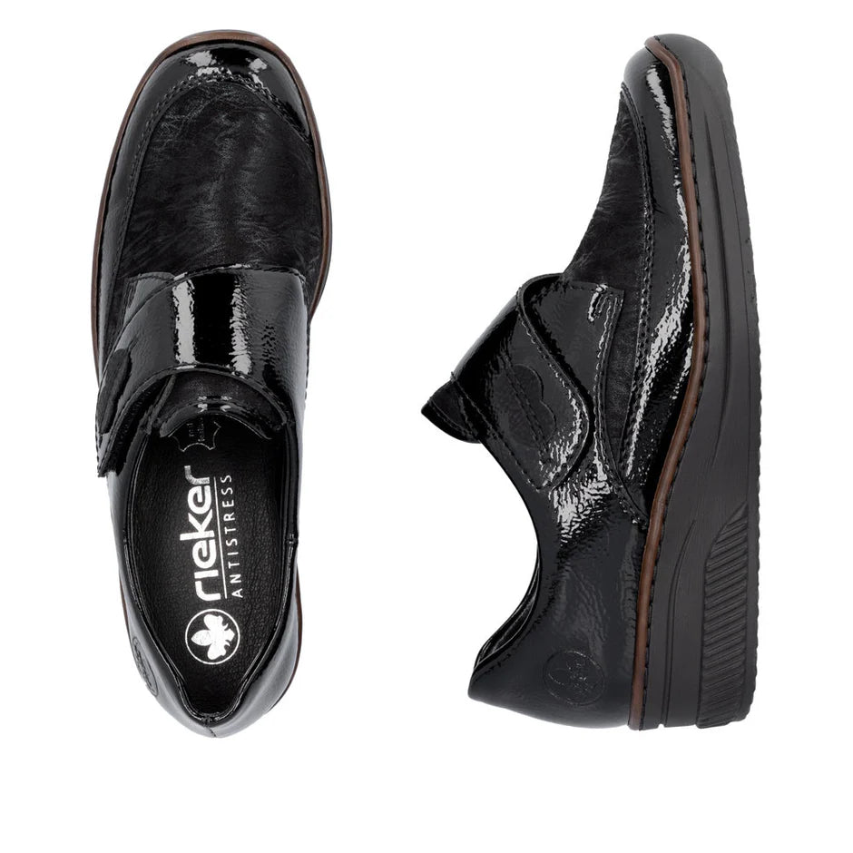 Rieker - 487C0-00 Black Stretch Velcro Shoe