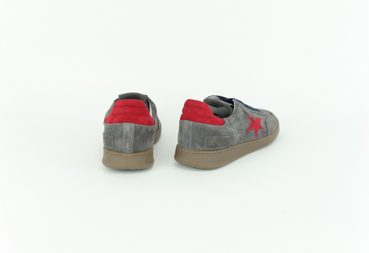 Méliné - 526 R Grey & Red Suede Trainer