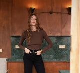 Anna - Brown Long Sleeve T-Shirt