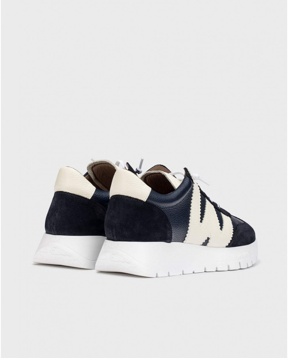 Wonders -A-2476 Navy and Cream Leather Multi Trainer