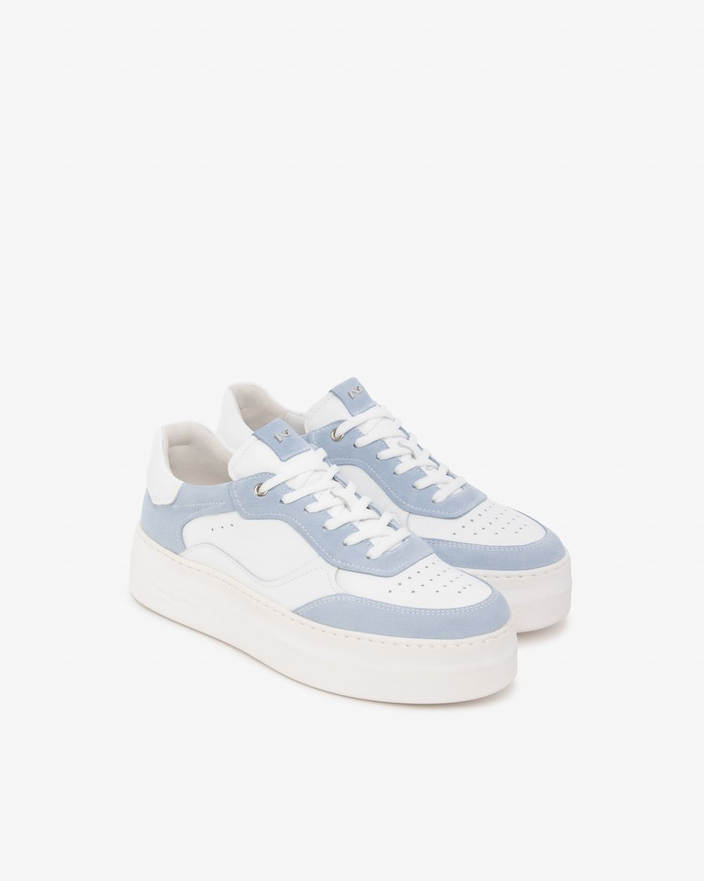 Nerogiardini - E615313D White/ Blue Platform Trainer