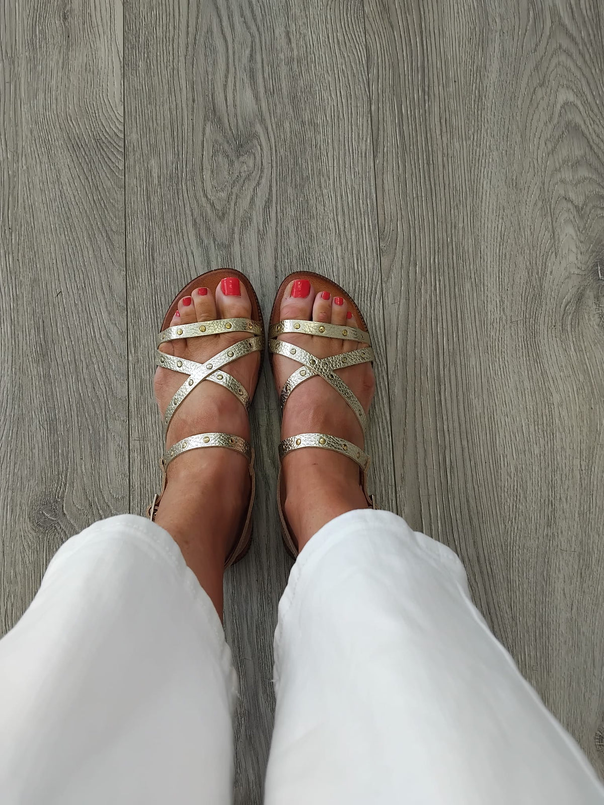 Tim & Simonsen - Lizette Gold Stud Gladiator Sandal