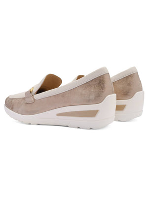 Ara - 50360 Cream and Gold Wedge Loafer