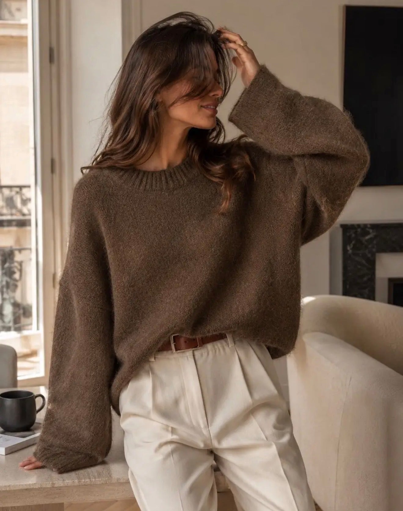 Anna - Taupe Kid Mohair and Wool Jumper