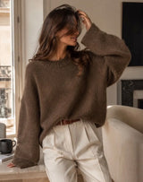 Anna - Taupe Kid Mohair and Wool Jumper