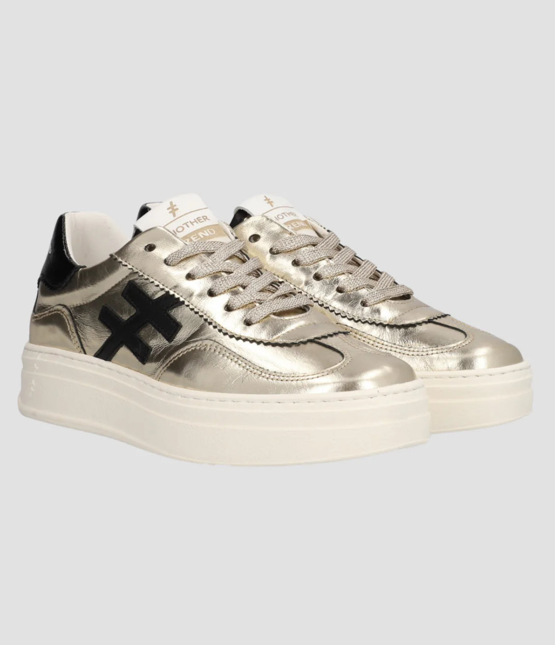 Another Trend - A035m343 Gold and Black Platform Trainer