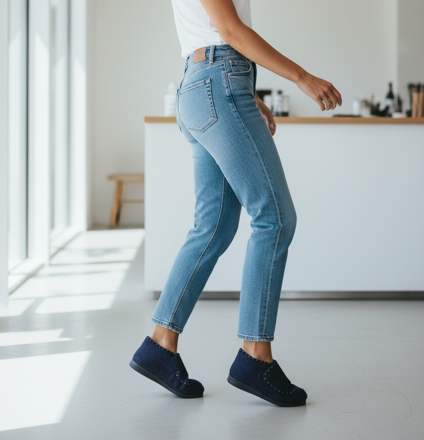 Padders - Cherish Navy Velcro Slipper