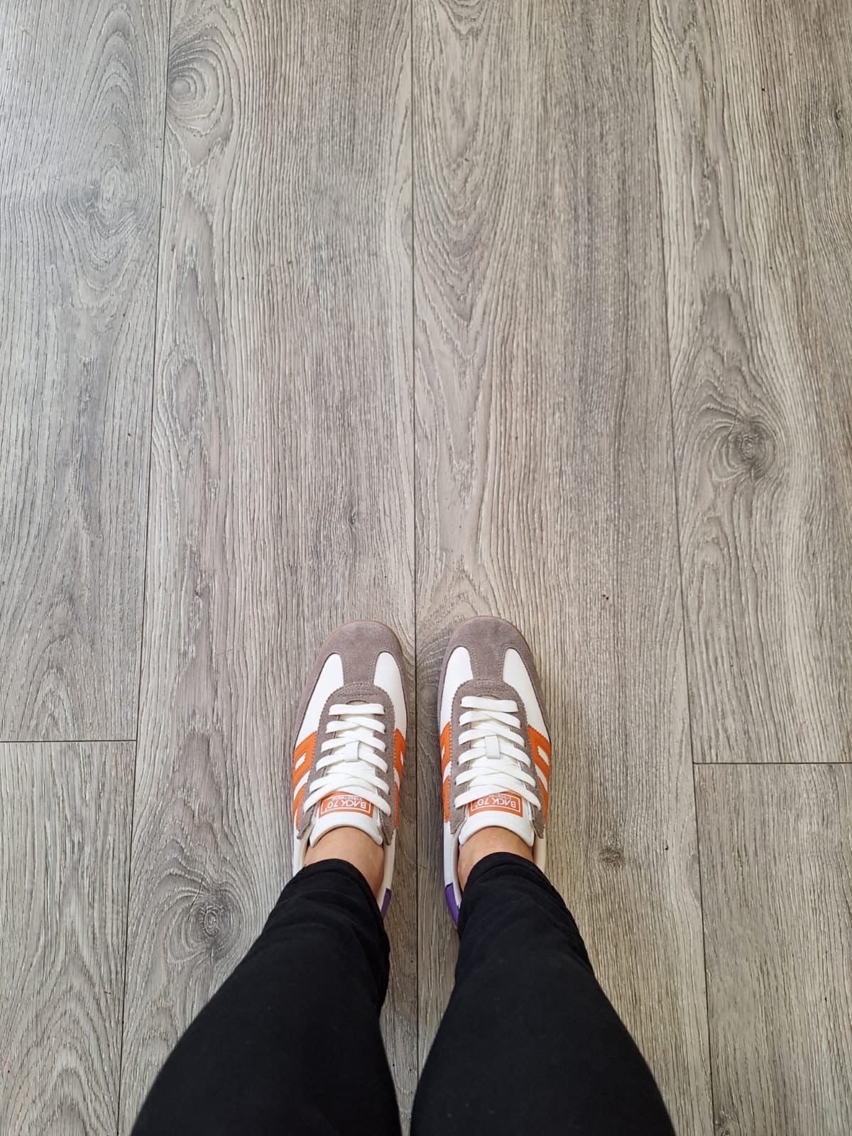 Back 70 - 108009 White, Taupe and Orange Trainer