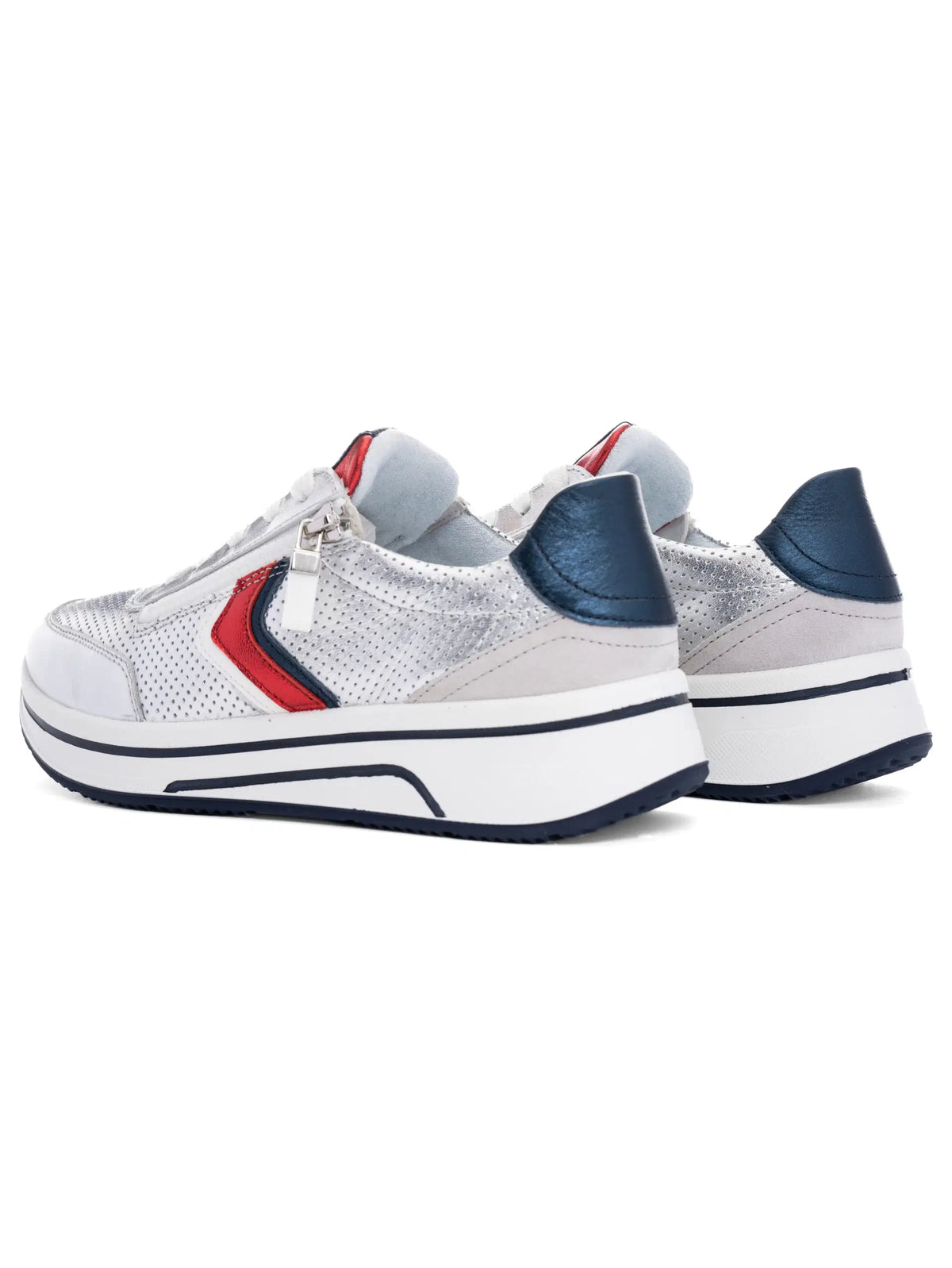 Ara - 12-27550 Silver & Navy Trainer [H Fit]