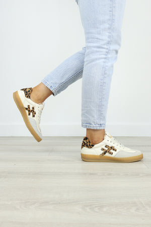 Another Trend - A032 [Off White] Cream and Leopard Trainer