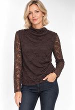 Anna - Brown Lined Laced Top