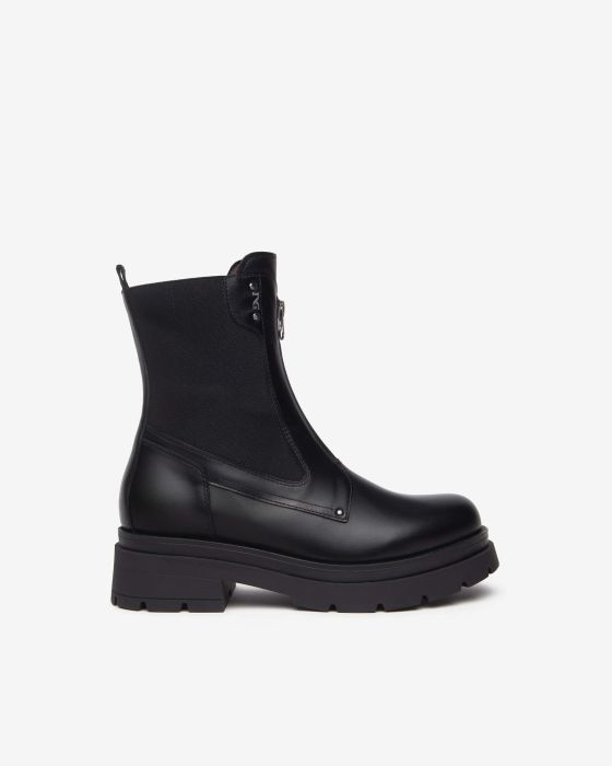 NeroGiardini - I514780D Black Front Zip Biker Boot