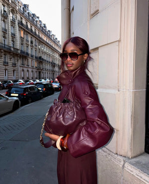 Anna - Burgundy Faux Leather Jacket