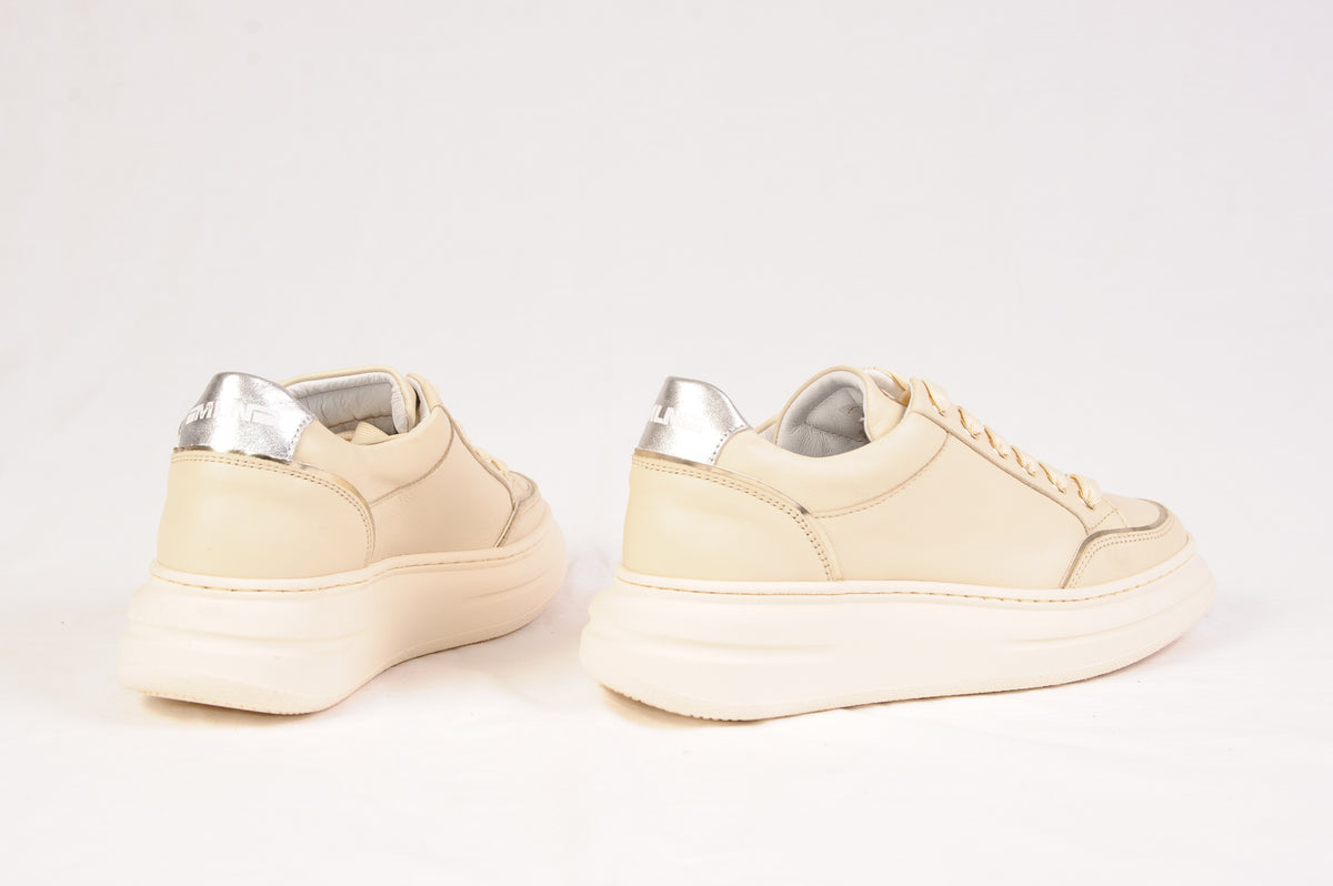 Méliné - BI 644-ACC Cream Leather Laced Trainer