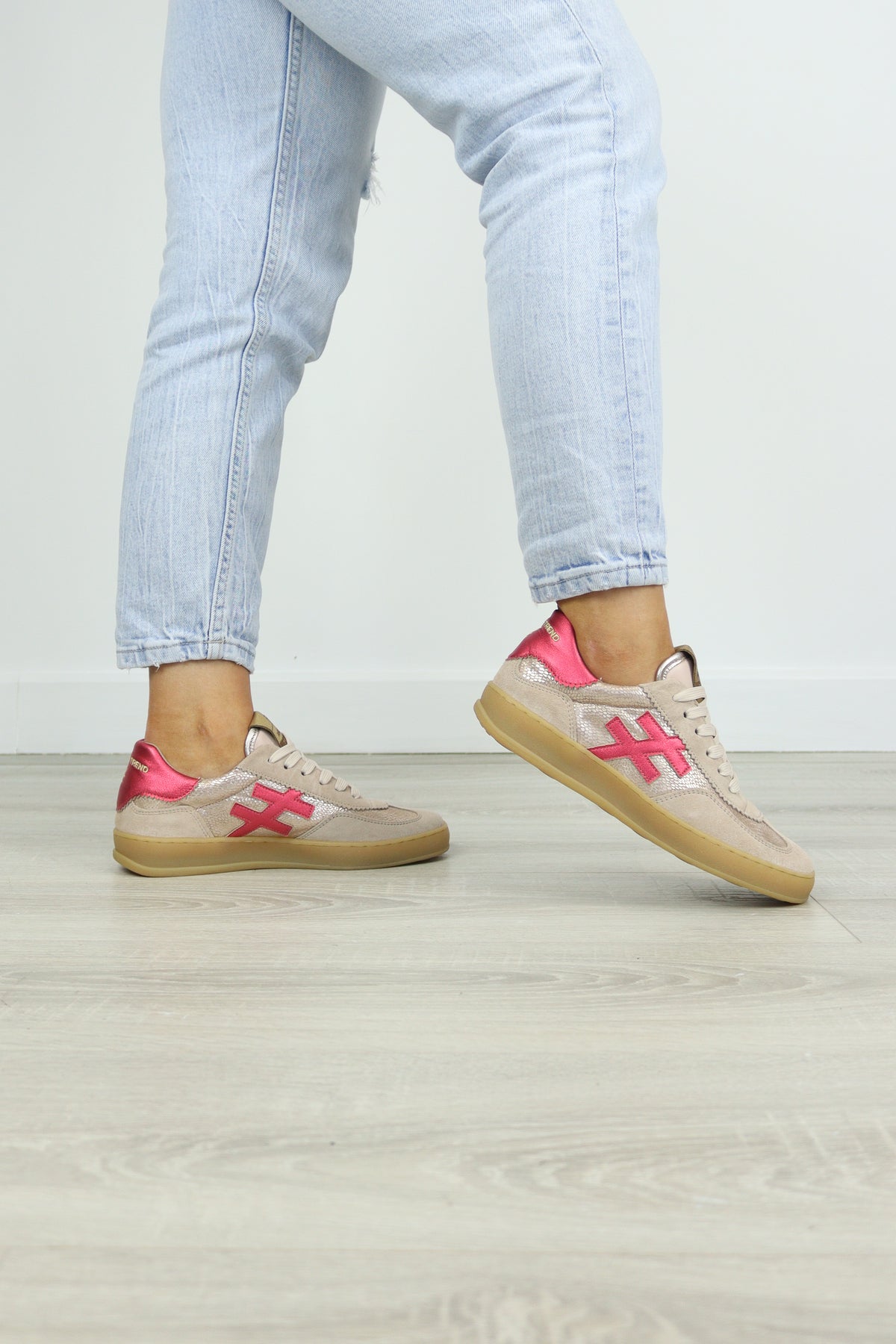 Another Trend -A032 (Old Rose) Beige and Pink Trainer