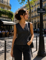 Anna - Black Faux Leather Top