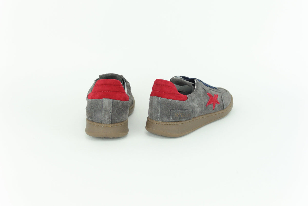 Méliné - 526 R Grey & Red Suede Trainer