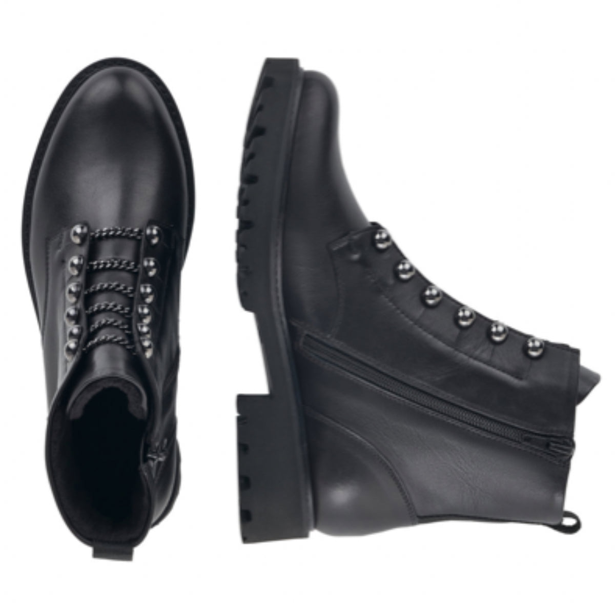 Remonte - D8670-01 Black Leather Stud Biker Boot