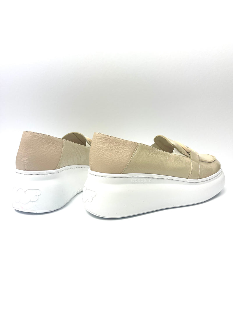 Wonders - A-2652 Beige Patent Wedge Loafer