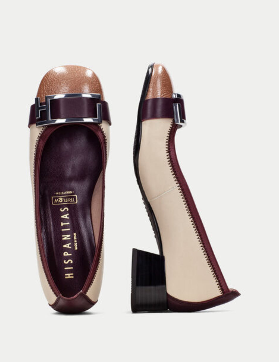 Hispanitas - CHI243670 Cream and Maroon Pump