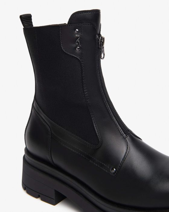 NeroGiardini - I514780D Black Front Zip Biker Boot
