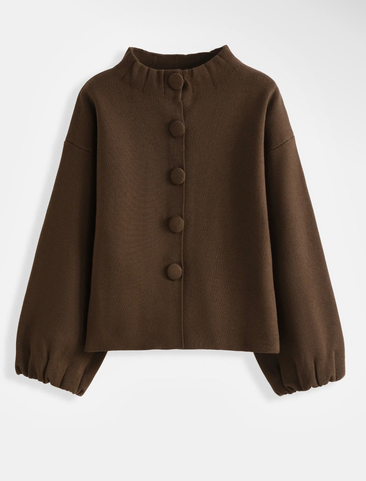 Anna -Brown Funnel Neck Cardigan